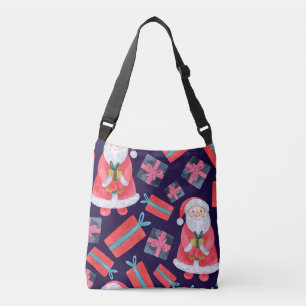 Smiling Santa, Watercolor Christmas Seamless. Crossbody Bag