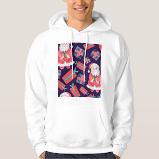 Smiling Santa, Watercolor Christmas Seamless. Hoodie