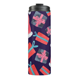 Smiling Santa, Watercolor Christmas Seamless. Thermal Tumbler