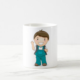 Smiling School Boy with Backpack Coffee Mug