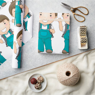 Smiling School Boy with Backpack Wrapping Paper