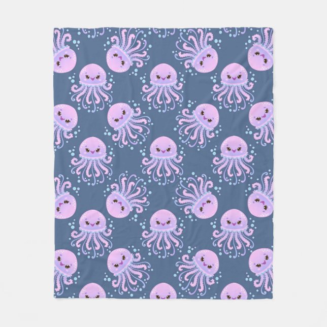 Smiling Sea Jellyfish For Ocean Adventure Decor Fleece Blanket (Front)