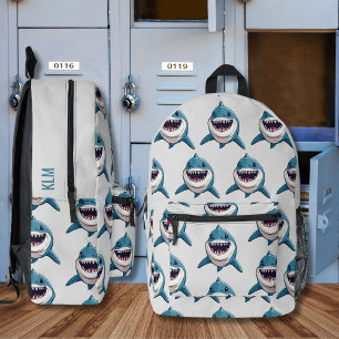 Smiling Shark Monogram  Printed Backpack