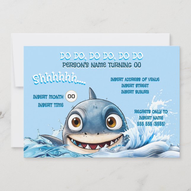 Smiling Shark Party Invite | Ocean Fun (Front)