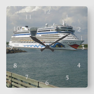 Smiling Ship in Channel Square Wall Clock