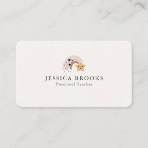 Smiling Shooting Star Preschool Teacher Business Card