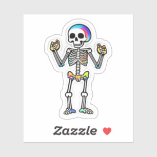 Smiling Skeleton Halloween Rainbow Colors