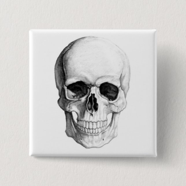 Smiling Skull 15 Cm Square Badge (Front)
