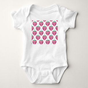 Smiling sleeping strawberries, cute pattern. baby bodysuit