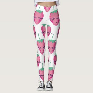 Smiling sleeping strawberries, cute pattern. leggings