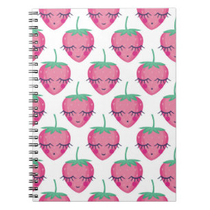 Smiling sleeping strawberries, cute pattern. notebook