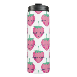 Smiling sleeping strawberries, cute pattern. thermal tumbler