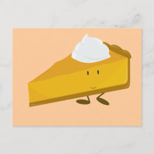 Smiling slice of pumpkin pie postcard
