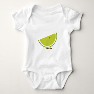 Smiling sliced lime character baby bodysuit