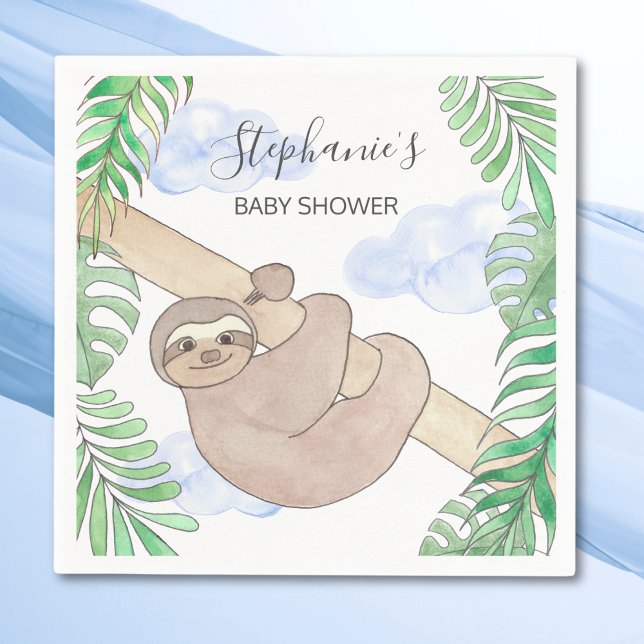 Smiling Sloth Boy Baby Shower  Napkins (Creator Uploaded)