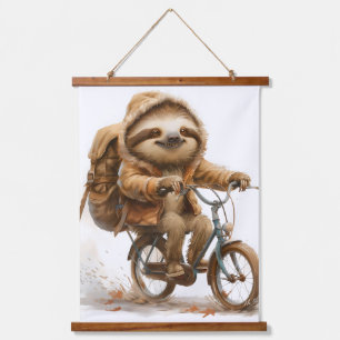 Smiling Sloth Cyclist Hanging Tapestry