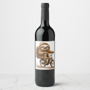 Smiling Sloth Cyclist Wine Label
