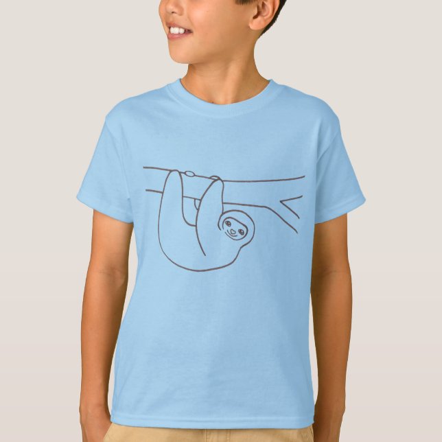 Smiling Sloth Hanging from a Tree T-Shirt (Front)