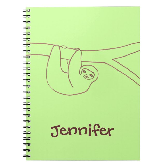Smiling Sloth Hanging from Tree Notebook (Front)