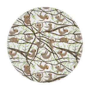 Smiling Sloth Pattern Cutting Board