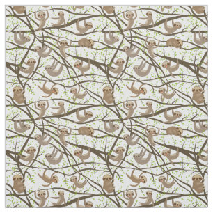 Smiling Sloth Pattern Fabric