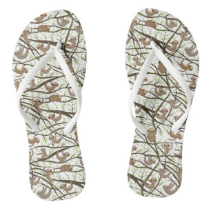 Smiling Sloth Pattern Flip Flops