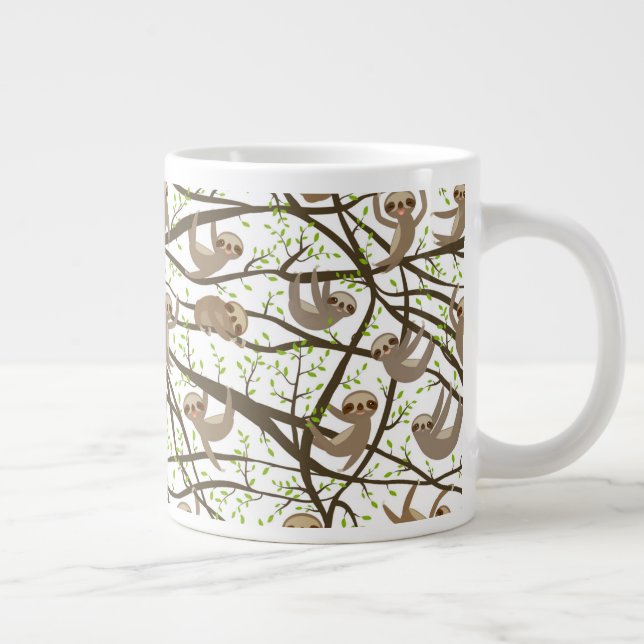 Smiling Sloth Pattern Large Coffee Mug (Right)