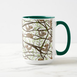 Smiling Sloth Pattern Mug