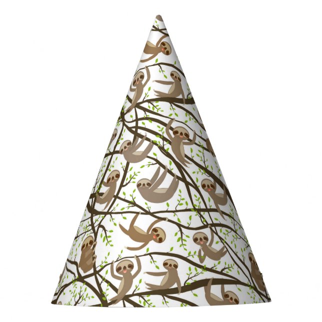 Smiling Sloth Pattern Party Hat (Front)