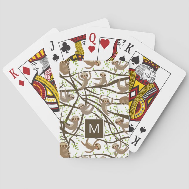 Smiling Sloth Pattern Playing Cards (Back)