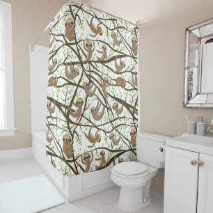 Smiling Sloth Pattern Shower Curtain