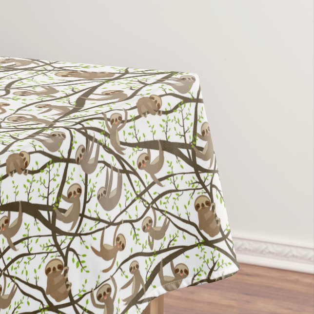 Smiling Sloth Pattern Tablecloth (In Situ)