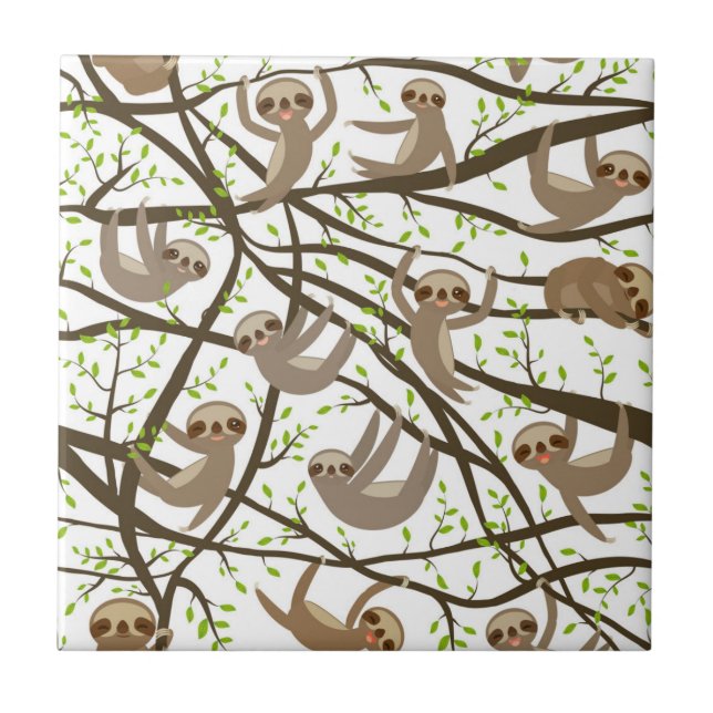 Smiling Sloth Pattern Tile (Front)