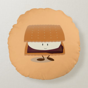 Smiling S'more Food Round Pillow