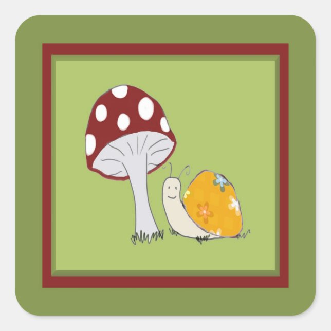 Smiling Snail by a Toadstool Stickers (Front)