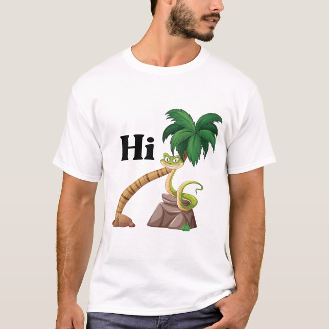 Smiling Snake Under Palm Tree T-Shirt (Front)