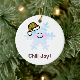 Smiling Snowflake Holiday Cheer Ceramic Tree Decoration