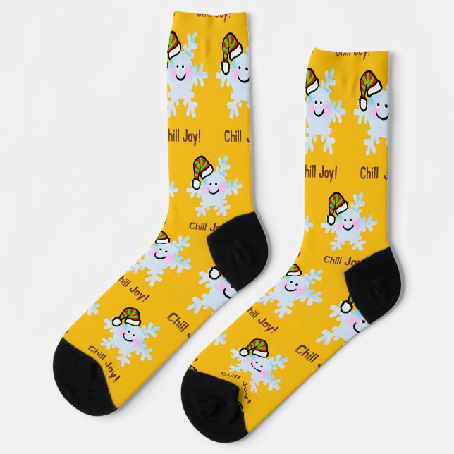 Smiling Snowflake Holiday Cheer Socks (Left)