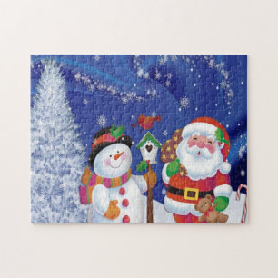 Smiling snowman and Santa Claus Jigsaw Puzzle