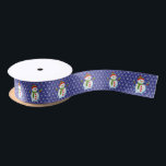 Smiling Snowman Blue and Snowflakes Christmas  Satin Ribbon<br><div class="desc">Smiling Snowman Blue and Snowflakes Christmas Satin Ribbon</div>