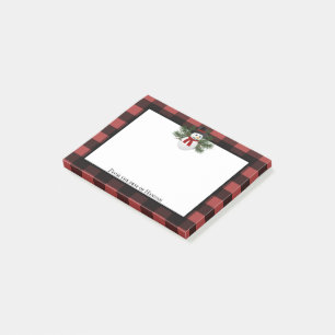 Smiling Snowman Buffalo Plaid Personalised Post-it Notes