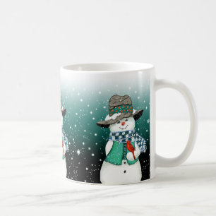 Smiling Snowman, Cardinal in a Snowstorm Mug