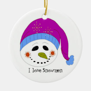 Smiling Snowman Ceramic Tree Decoration