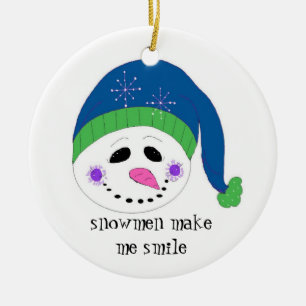 Smiling Snowman Ceramic Tree Decoration
