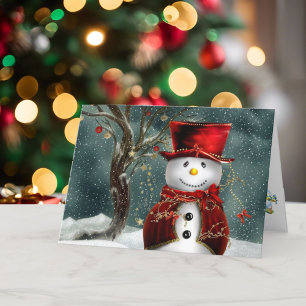 Smiling Snowman Christmas Let It Snow! Your Text Holiday Card