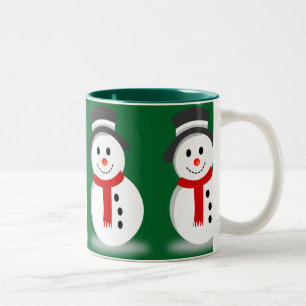 Smiling Snowman Christmas Two-Tone Coffee Mug