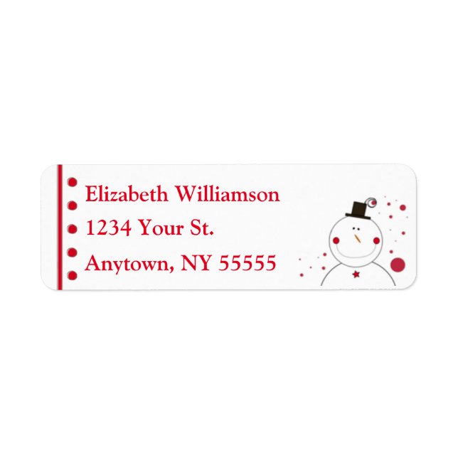 Smiling Snowman Custom Name and Address Labels (Front)