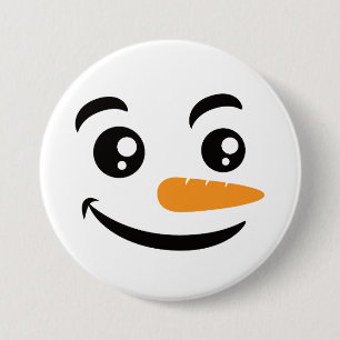 Smiling Snowman Face 7.5 Cm Round Badge