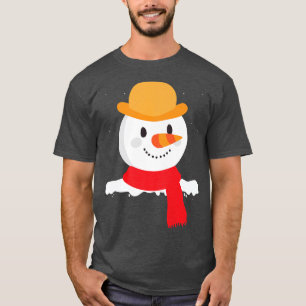 Smiling Snowman Face Carrot Nose Funny Snow Man Wi T-Shirt