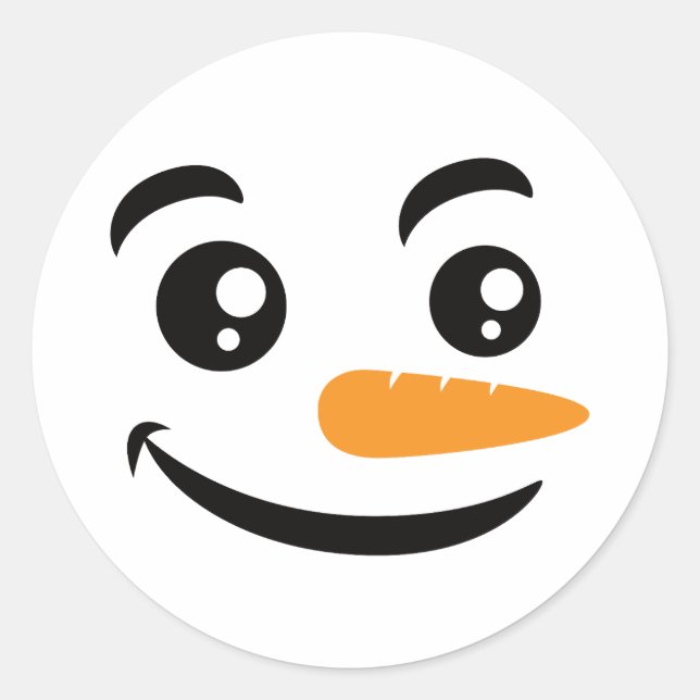 Smiling Snowman Face Classic Round Sticker (Front)